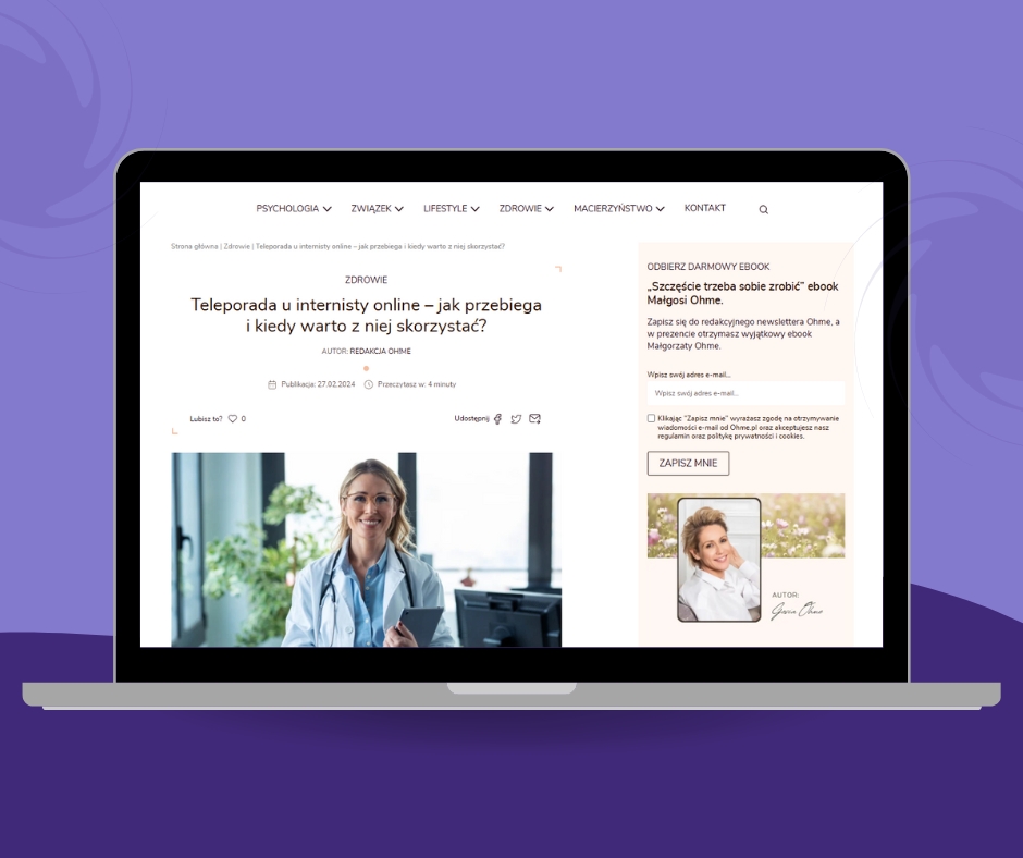 Artykuły sponsorowane dla platformy telemedycznej